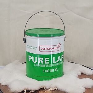 ARMOUR Pure Lard Paint Can Style Tin vintage Advertising Green and white